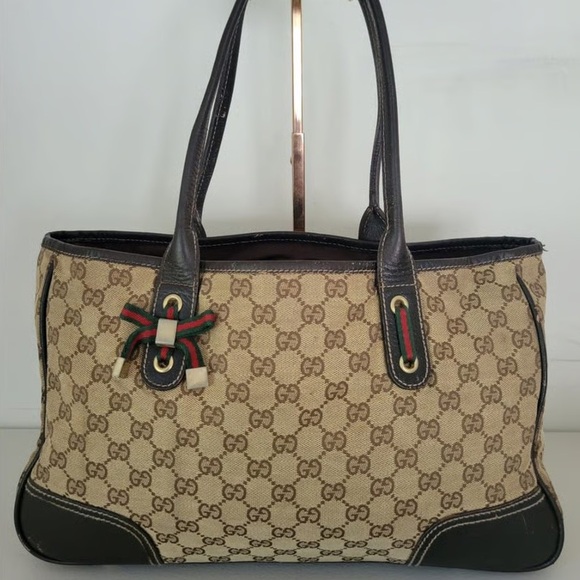 GUCCI in Box Sherry Ophelia Bow Jacquard GG Canvas Zip Tote Bag - VINTAGE - Picture 10 of 10